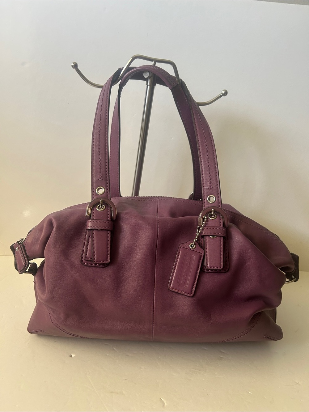 Coach SoHo East West Leather Satchel/Tote/Shoulder Bag Plum Berry Y2K F17220